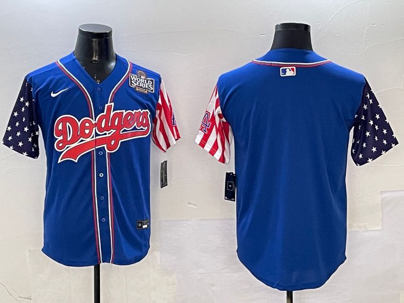 Men Los Angeles Dodgers Blank Blue a generation of national flags Joint name 2025 Nike MLB Jersey style 3